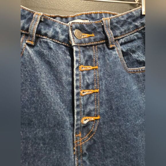 12 Storeez Button Fly Taper Ankle Dark Wash Cotton Jeans Size XS 5 Pocket - Picture 3 of 10